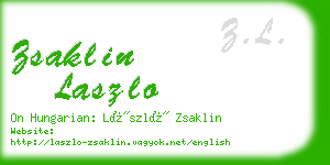 zsaklin laszlo business card